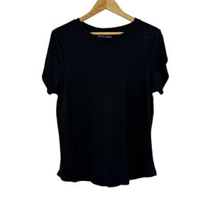 Women's 1X Black Top Classic ribbed Knit Wallflower short sleeve shirt t-shirt